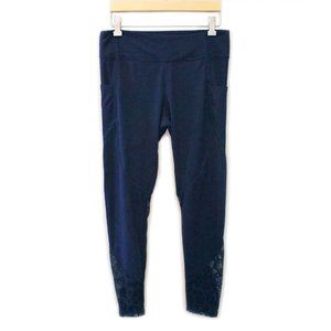Marika Balance Collection High Rise Navy Mesh Cutout Leggings Cropped EUC